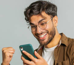 Person scrolling on a phone